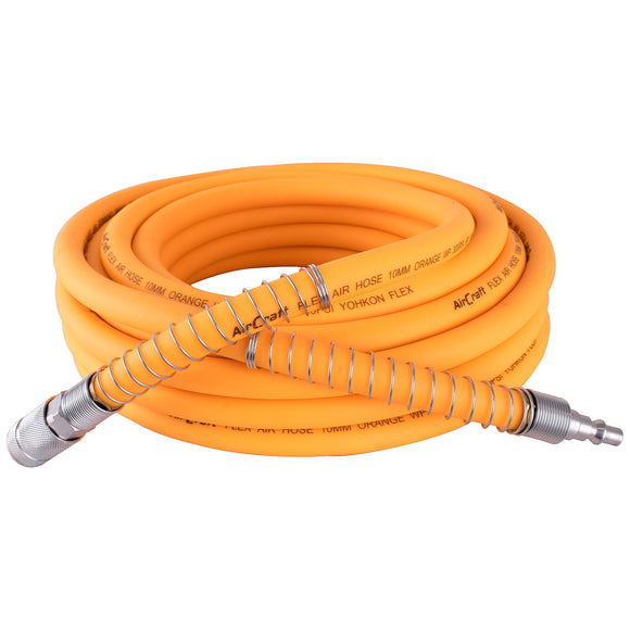 Image of an AirCraft Flex Air Hose Kit 10mmX 10M Orange W/Quick Coupler & Connector Yohko