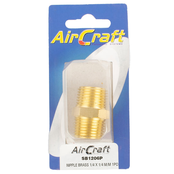Image of an AirCraft Nipple Brass 1/4X1/4 M/M 1Pc Pack