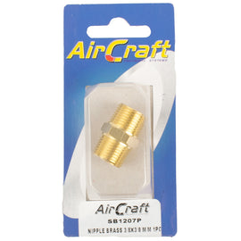 Image of an AirCraft Nipple Brass 3/8X3/8 M/M 1Pc Pack