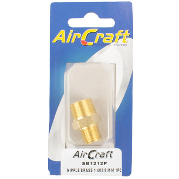 Image of an AirCraft Nipple Brass 1/4X3/8 M/M 1Pc Pack