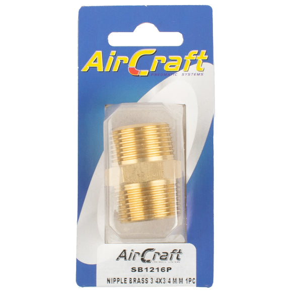 Image of an AirCraft Nipple Brass 3/4X3/4 M/M 1Pc Pack