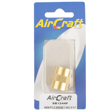 Image of an AirCraft Manifold Brass 3/8X3/8 F/F 1Pc Pack