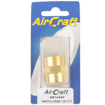 Image of an AirCraft Manifold Brass 1/2X1/2 F/F 1Pc Pack