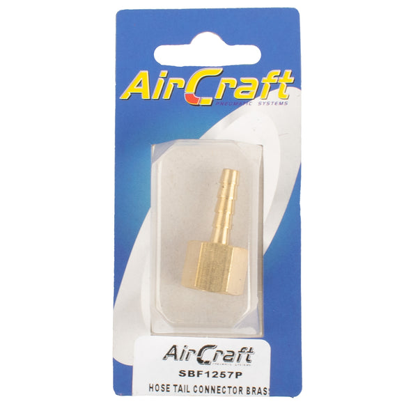 Image of an AirCraft Hosetail Connector Brass 1/4F X 6mm1Pc Pack