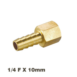 Image of an AirCraft Hosetail Connector Brass 1/4F X 10mm