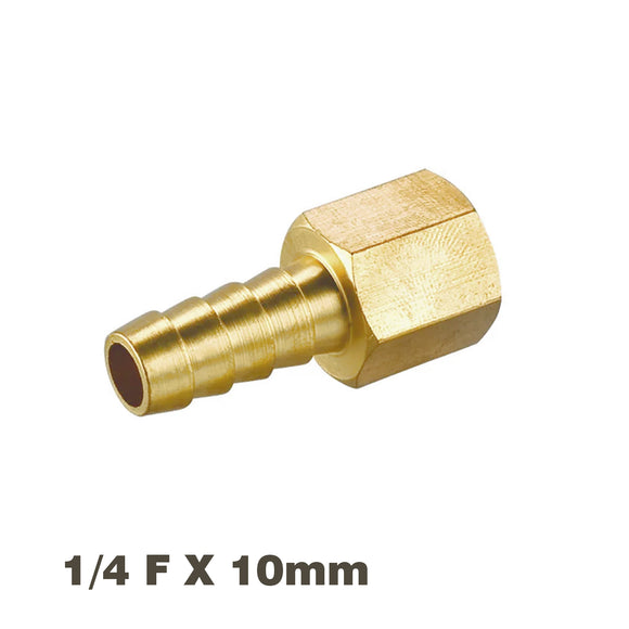 Image of an AirCraft Hosetail Connector Brass 1/4F X 10mm