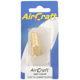 Image of an AirCraft Hosetail Connector Brass 1/4F X 12mm1Pc Pack