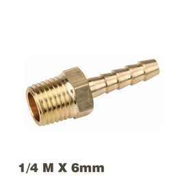 Image of an AirCraft Hosetail Connector Brass 1/4M X 6mm