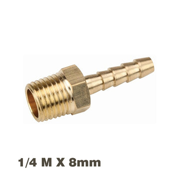 Image of an AirCraft Hosetail Connector Brass 1/4M X 8mm