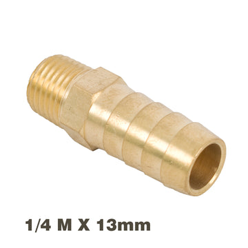 Image of an AirCraft Hosetail Connector Brass 1/4M X 13mm