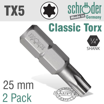 Image of a TORX TX5 CLASSIC BIT 25MM 2CD