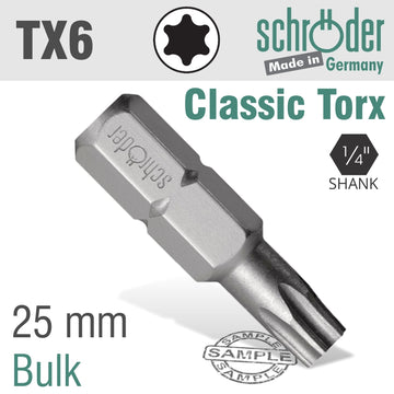 Image of a TORX TX6 CLASSIC BIT 25MM BULK