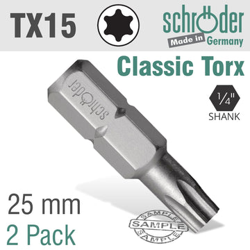 Image of a TORX TX15 CLASSIC BIT 25MM 2CD