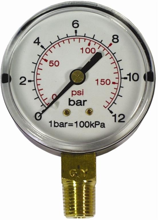 Image of an AirCraft Pressure Gauge 63mm1/4' Bot. Fit 0-16Bar 0-1600Kpa