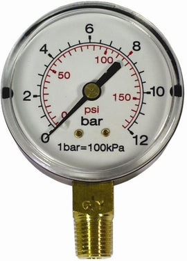 Image of an AirCraft Pressure Gauge 63mm1/4' Bot. Fit 0-16Bar 0-1600Kpa