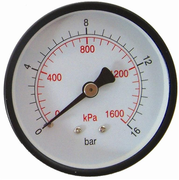 Image of an AirCraft Pressure Gauge 63mmRear Fit 1/4'0-16Bar 0-1600Kpa