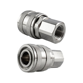 Image of an AirCraft Quick Coupler ARO Style Brass Nickel Plated 1/4' Female