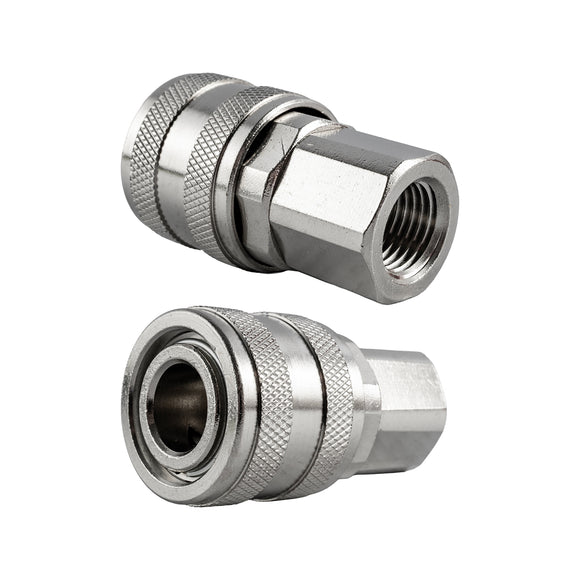 Image of an AirCraft Quick Coupler ARO Style Brass Nickel Plated 1/4' Female