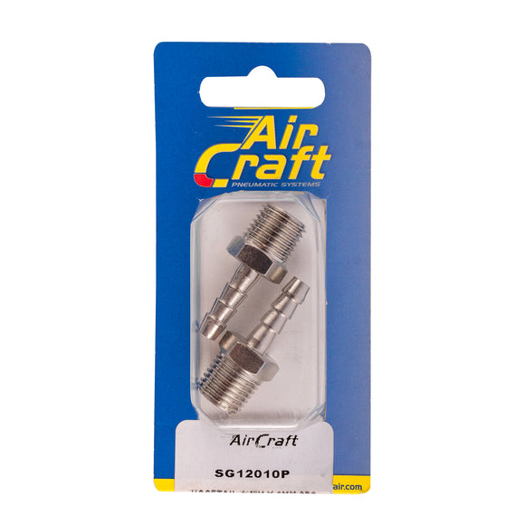 Image of an AirCraft Hosetail 1/4'M X 6mm2Pc Pack