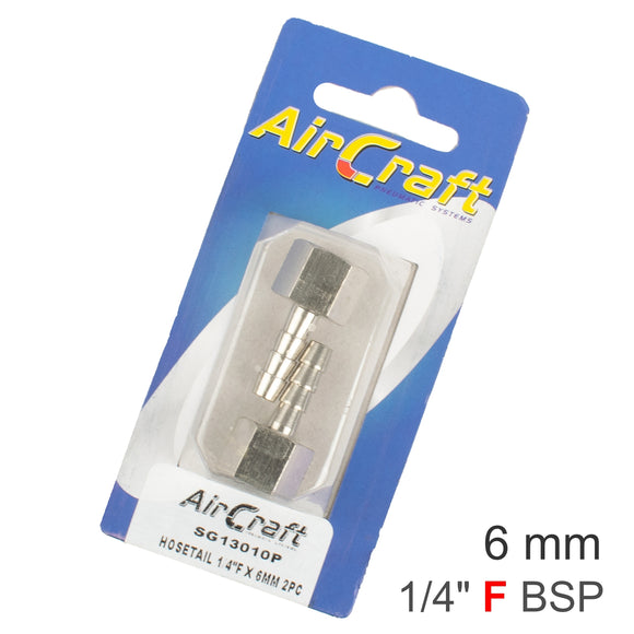 Image of an AirCraft Hosetail 1/4'F X 6mm2Pc Pack