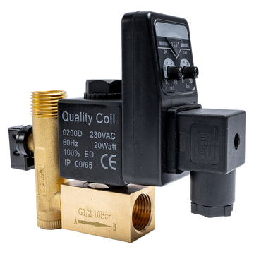 Image of an AirCraft Compressor Auto Drain Valve Solenoid 1/2' 220V Brass