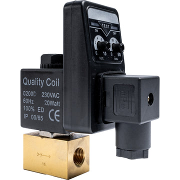 Image of an AirCraft Compressor Auto Drain Valve Solenoid 1/4' 220V Brass