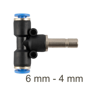 Image of an AirCraft PU Red Insert T-Joint 6mm- 4mm