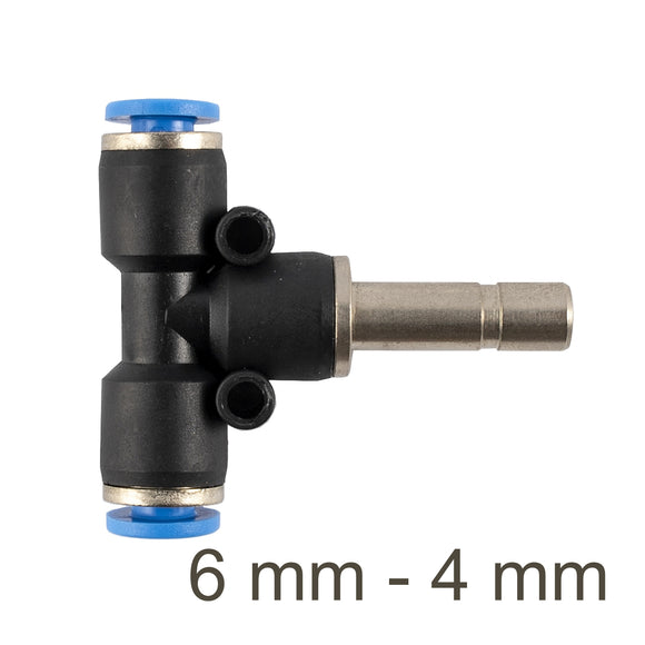 Image of an AirCraft PU Red Insert T-Joint 6mm- 4mm
