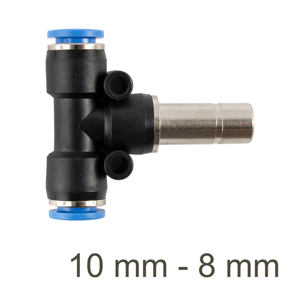 Image of an AirCraft Red Insert T-Joint PU 10mm- 8mm
