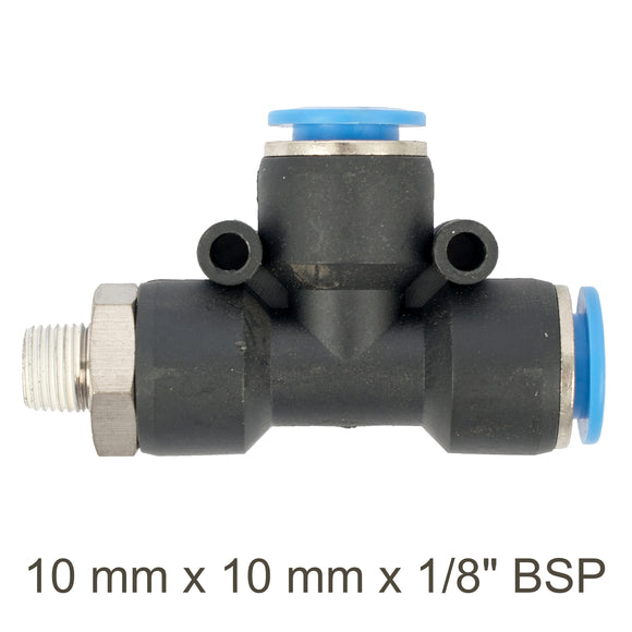 Image of an AirCraft PU Hose Fitting Tee 10mmX 10mmX 1/8'M