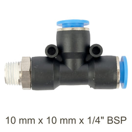 Image of an AirCraft PU Hose Fitting Tee 10mmX 10mmX 1/4'M