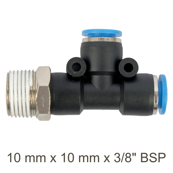 Image of an AirCraft PU Hose Fitting Tee 10mmX 10mmX 3/8'M