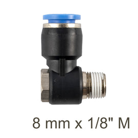 Image of an AirCraft PU Swivel Elbow 8mmX 1/8' M