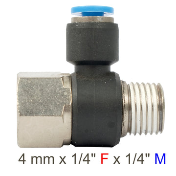 Image of an AirCraft PU Hose Fitting Tee 4mmX 1/4'F X 1/4'M