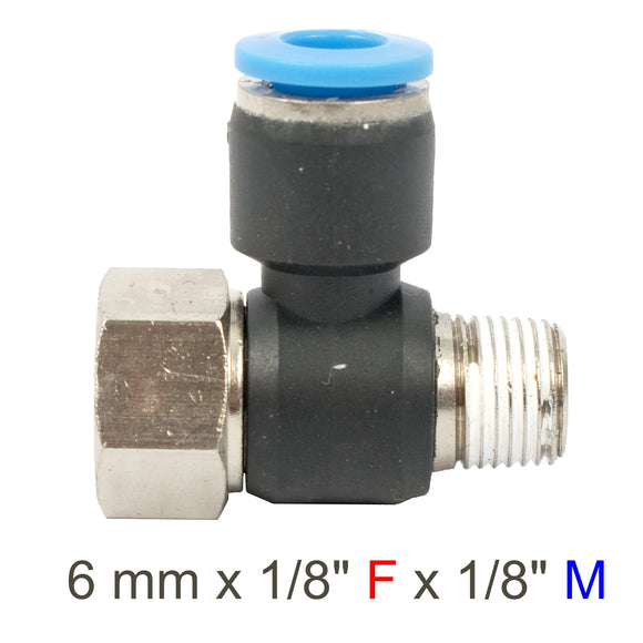 Image of an AirCraft PU Hose Fitting Tee 6mmX 1/8'F X 1/8'M