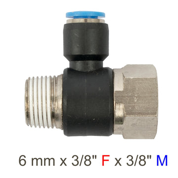 Image of an AirCraft PU Hose Fitting Tee 6mmX 3/8'F X 3/8'M