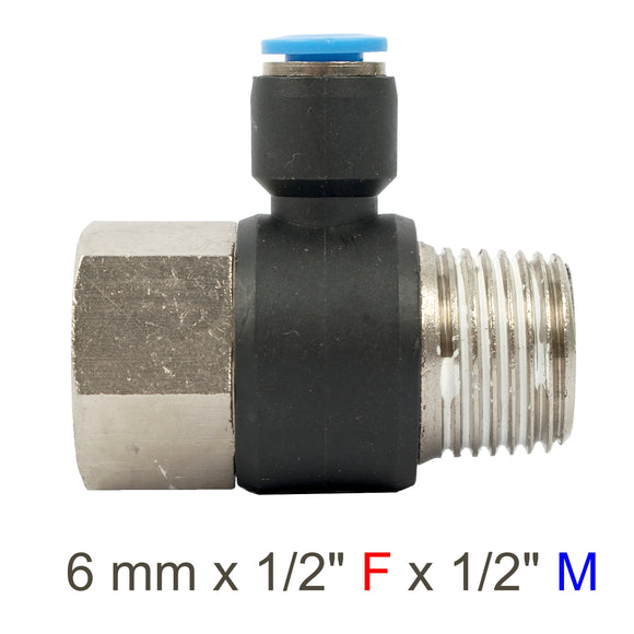 Image of an AirCraft PU Hose Fitting Tee 6mmX 1/2'F X 1/2'M
