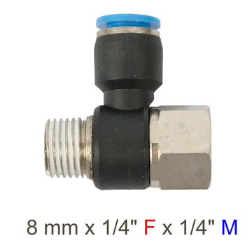 Image of an AirCraft PU Hose Fitting Tee 8mmX 1/4'F X 1/4'M