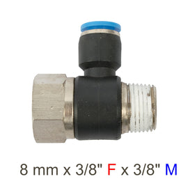 Image of an AirCraft PU Hose Fitting Tee 8mmX 3/8'F X 3/8'M