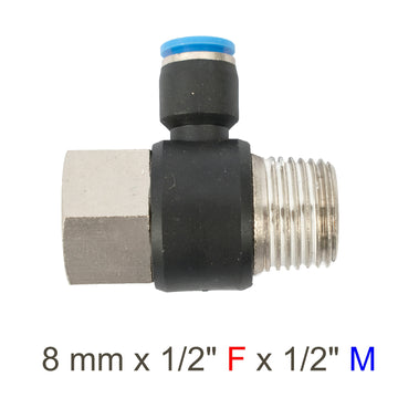 Image of an AirCraft PU Hose Fitting Tee 8mmX 1/2'F X 1/2'M