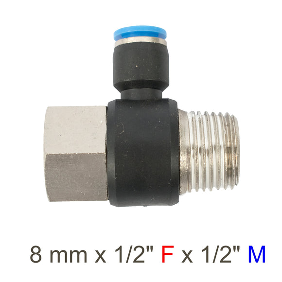 Image of an AirCraft PU Hose Fitting Tee 8mmX 1/2'F X 1/2'M