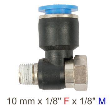 Image of an AirCraft PU Hose Fitting Tee 10mmX 1/8'F X 1/8'M