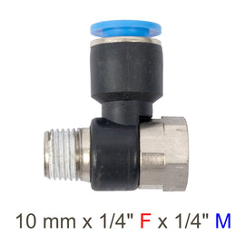 Image of an AirCraft PU Hose Fitting Tee 10mmX 1/4'F X 1/4'M