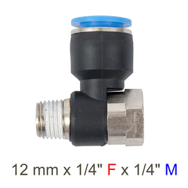 Image of an AirCraft PU Hose Fitting Tee 12mmX 1/4'F X 1/4'M