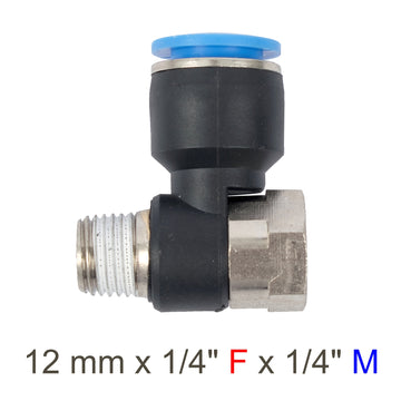 Image of an AirCraft PU Hose Fitting Tee 12mmX 1/4'F X 1/4'M