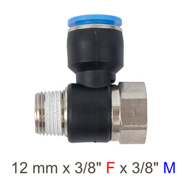 Image of an AirCraft PU Hose Fitting Tee 12mmX 3/8'F X 3/8'M