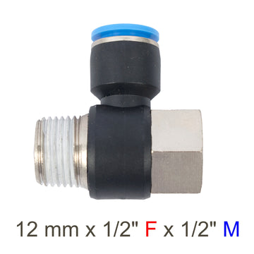 Image of an AirCraft PU Hose Fitting Tee 12mmX 1/2'F X 1/2'M