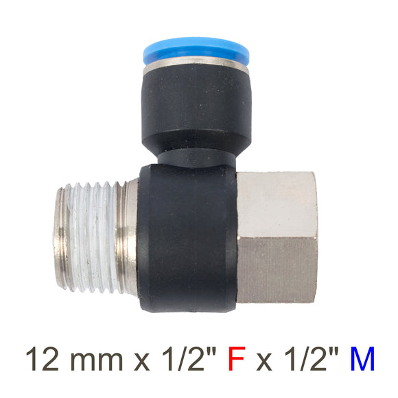 Image of an AirCraft PU Hose Fitting Tee 12mmX 1/2'F X 1/2'M