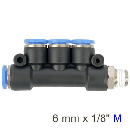 Image of an AirCraft PU Hose Fitting Manifold 4 X 6mmPort X 1/8'M