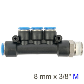 Image of an AirCraft PU Hose Fitting Manifold 4 X 8mmPort X 3/8'M